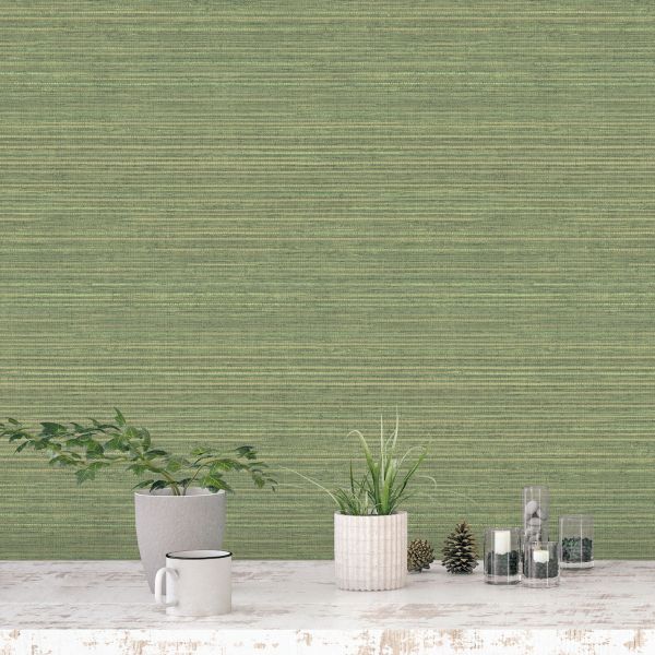 Evergreen Grasscloth Wallpaper Green Galerie 7365