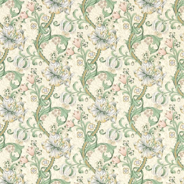 William Morris Golden Lily Wallpaper Linen Beige / Blush W0174/01