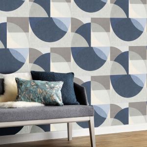 Decoration Graphic Wallpaper Teal Geometric World USA Elle 3D 1015508 Beige of Wallpaper Blue