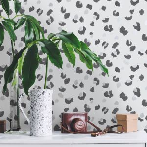 Dalmatian Spot Dog Dotty Print - Pink & Black 12941 - Holden Decor  Wallpaper 