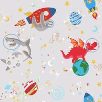 Arthouse Spaceman Astronaut Space Planets UFO Space Wallpaper Childrens  Navy